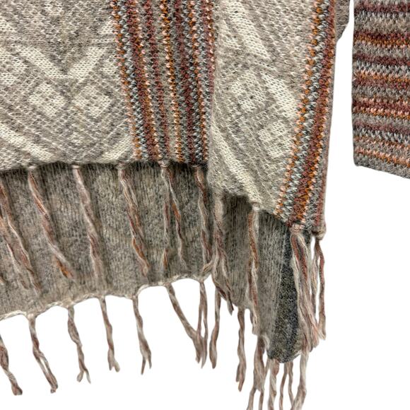 Free People Be The One Fringe Cowlneck Poncho Sweater Wool Alpaca Size Medium - Picture 6 of 12